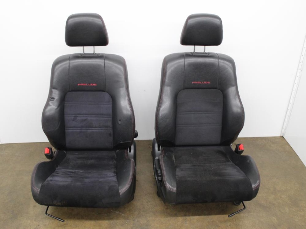 97-01 HONDA PRELUDE LEATHER & CLOTH FRONT SEATS SET OF 2 RIGHT AND LEFT WITH SLIDER : Image 1