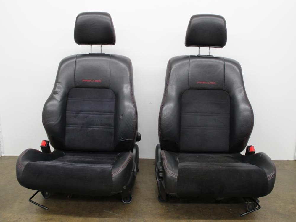 97-01 HONDA PRELUDE LEATHER & CLOTH FRONT SEATS SET OF 2 RIGHT AND LEFT WITH SLIDER : Image 3