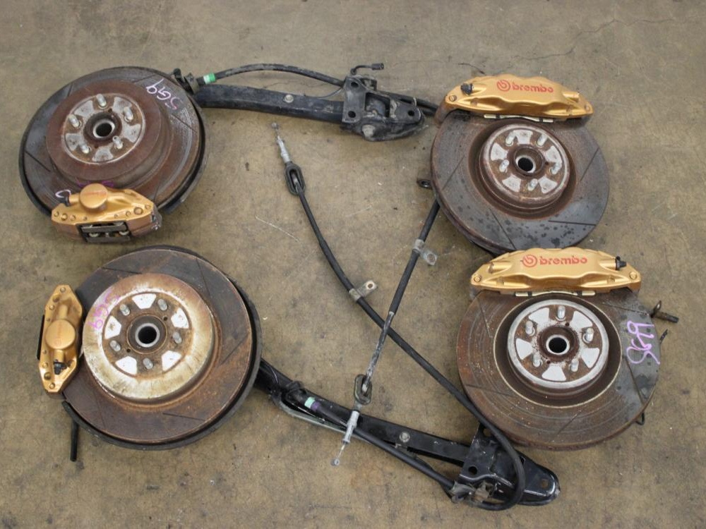 JDM 03-08 SUBARU FORESTER SG9 STI 5-LUG X100 BREMBO FRONT AND REAR BRAKES DISCS HUB KIT SET OF 4 : Image 1