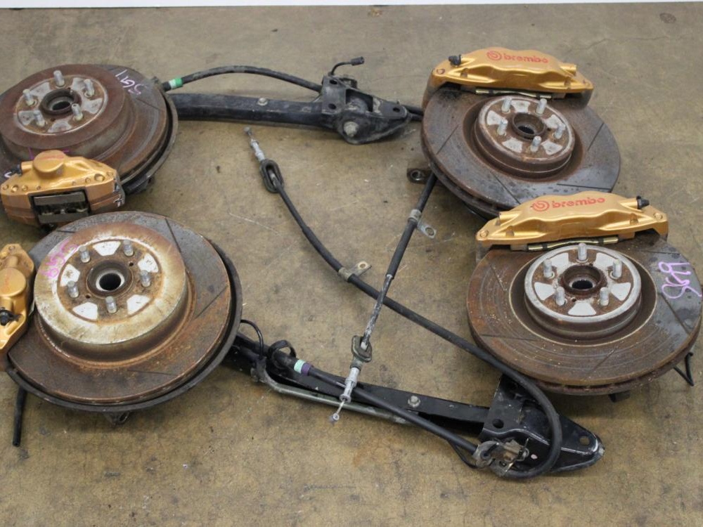 JDM 03-08 SUBARU FORESTER SG9 STI 5-LUG X100 BREMBO FRONT AND REAR BRAKES DISCS HUB KIT SET OF 4 : Image 2