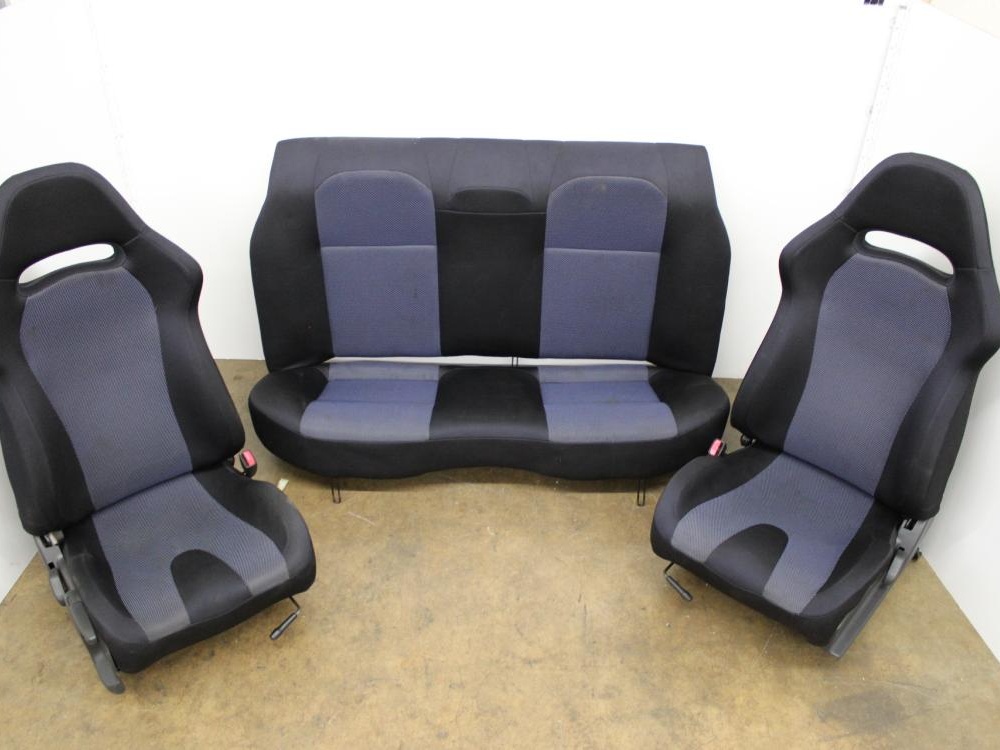 JDM SUBARU IMPREZA WRX BLACK AND NAVY BLUE CLOTH FRONT AND REAR SEATS: Image 11