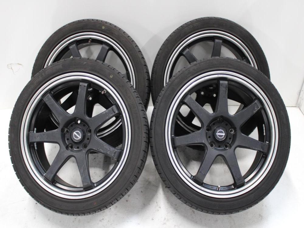JDM 5X114.3 BOLT PATERN 18X8.5J RIMS + YOKOHAMA ECOS 245/40/R18 93W TIRES SET OF 4: Image 1