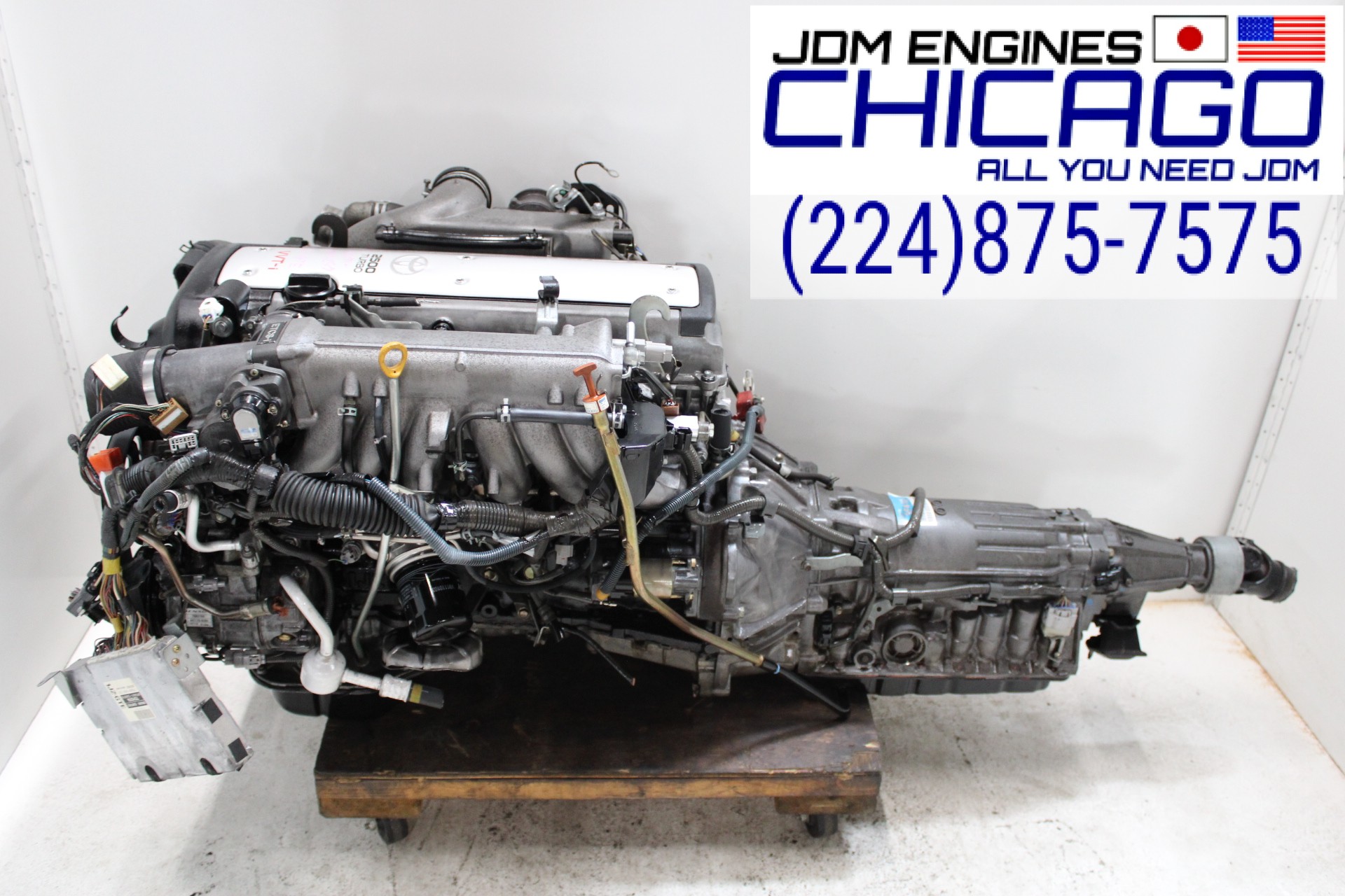 JDM 1JZ-GTE VVT-I TUBRO ENGINE WITH AUTOMATIC TRANSMISSION WIRING&ECU FRONT SUMP